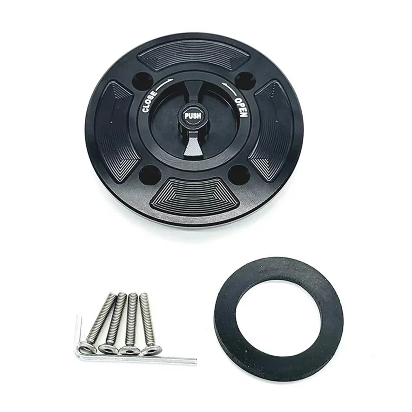 Auto Kraftstofftankdecke Linie CNC-Tankdeckelabdeckung passend für Kawasaki Z650 Z900 Z400 Ninja 650 400 Verss-x 300 Versys 1000 Klz1000dkf(Black and Black) von CQJJXKYC