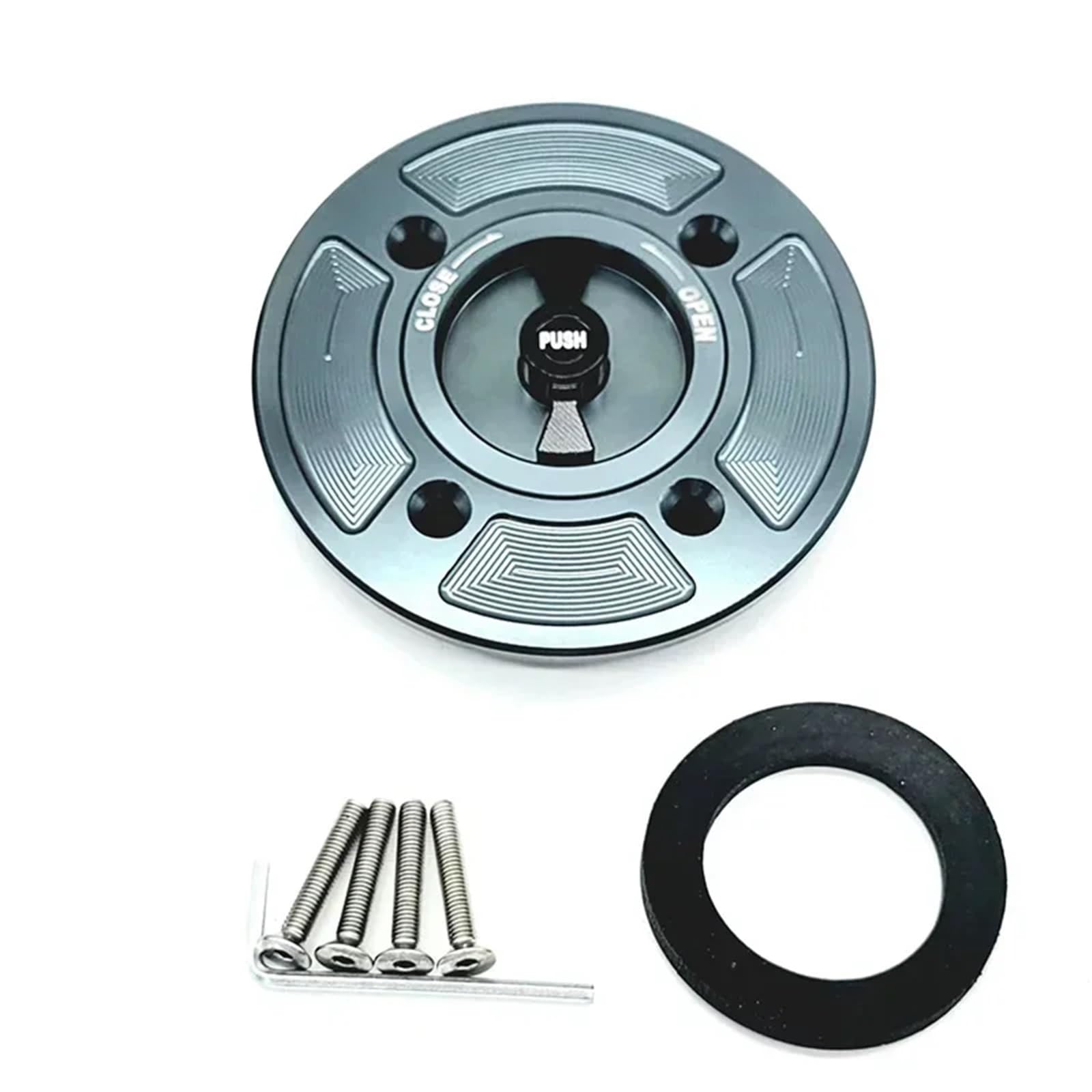 Auto Kraftstofftankdecke Linie CNC-Tankdeckelabdeckung passend für Kawasaki Z650 Z900 Z400 Ninja 650 400 Verss-x 300 Versys 1000 Klz1000dkf(Gray and Black) von CQJJXKYC