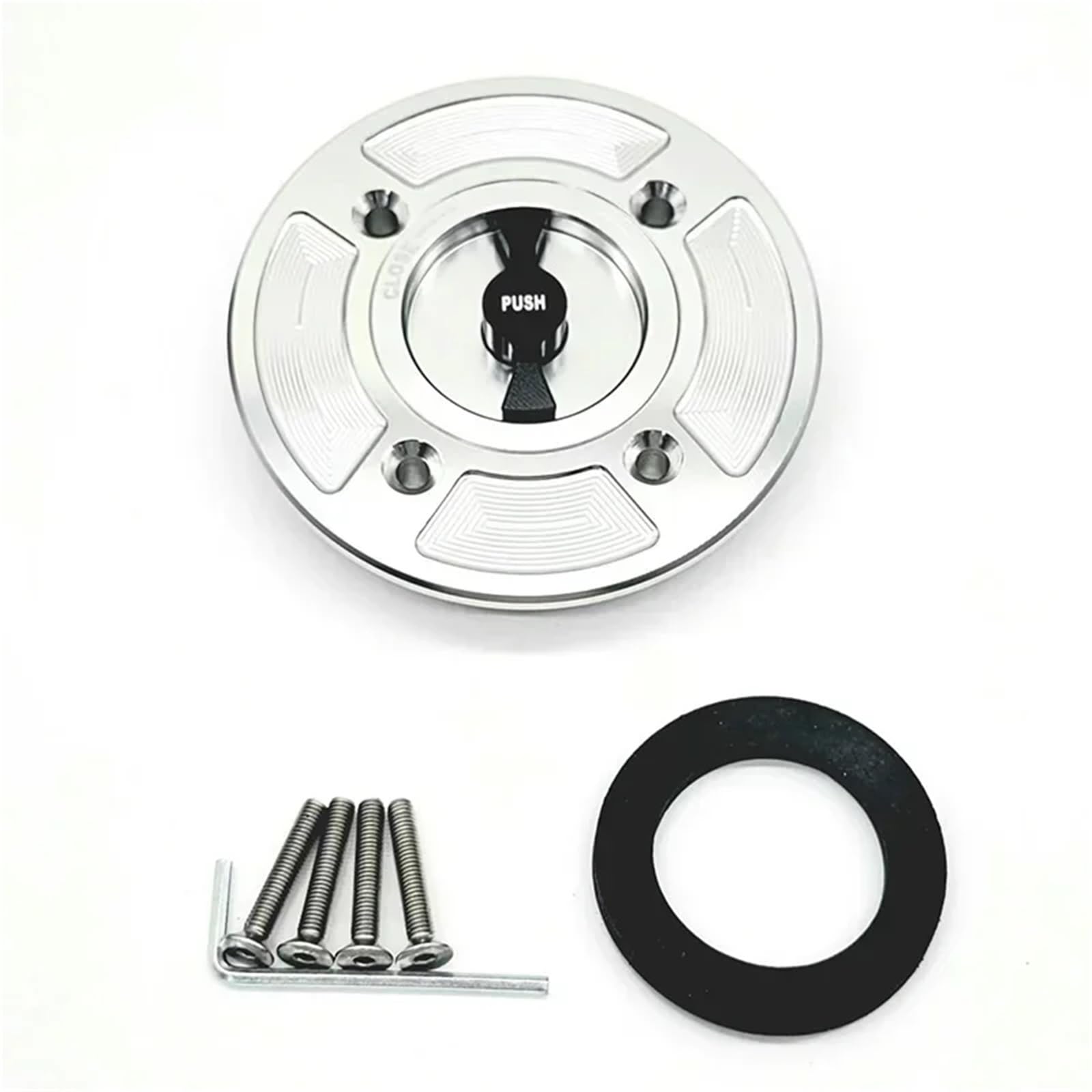 Auto Kraftstofftankdecke Linie CNC-Tankdeckelabdeckung passend für Kawasaki Z650 Z900 Z400 Ninja 650 400 Verss-x 300 Versys 1000 Klz1000dkf(Sliver and Black) von CQJJXKYC