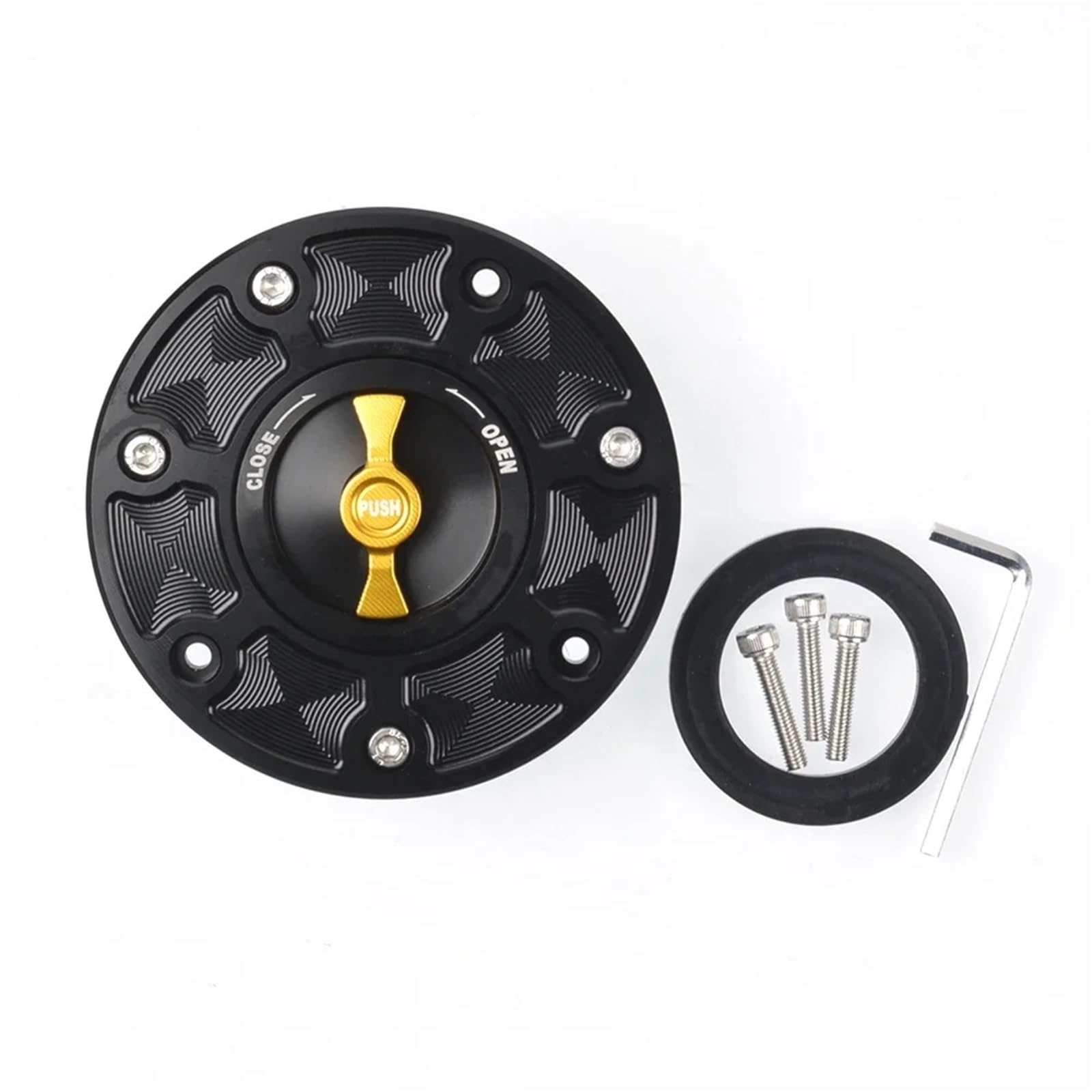 Auto Kraftstofftankdecke Linie Öltankabdeckung, Tankdeckel, passend für KTM RC 125 200 Duke 125 Duke 200 Duke 390 RC125 RC200 RC390 2012–2016(Black Gold) von CQJJXKYC
