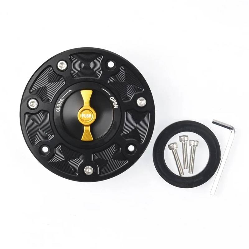 Auto Kraftstofftankdecke Linie Öltankabdeckung, Tankdeckel, passend für KTM RC 125 200 Duke 125 Duke 200 Duke 390 RC125 RC200 RC390 2012–2016(Black Gold) von CQJJXKYC