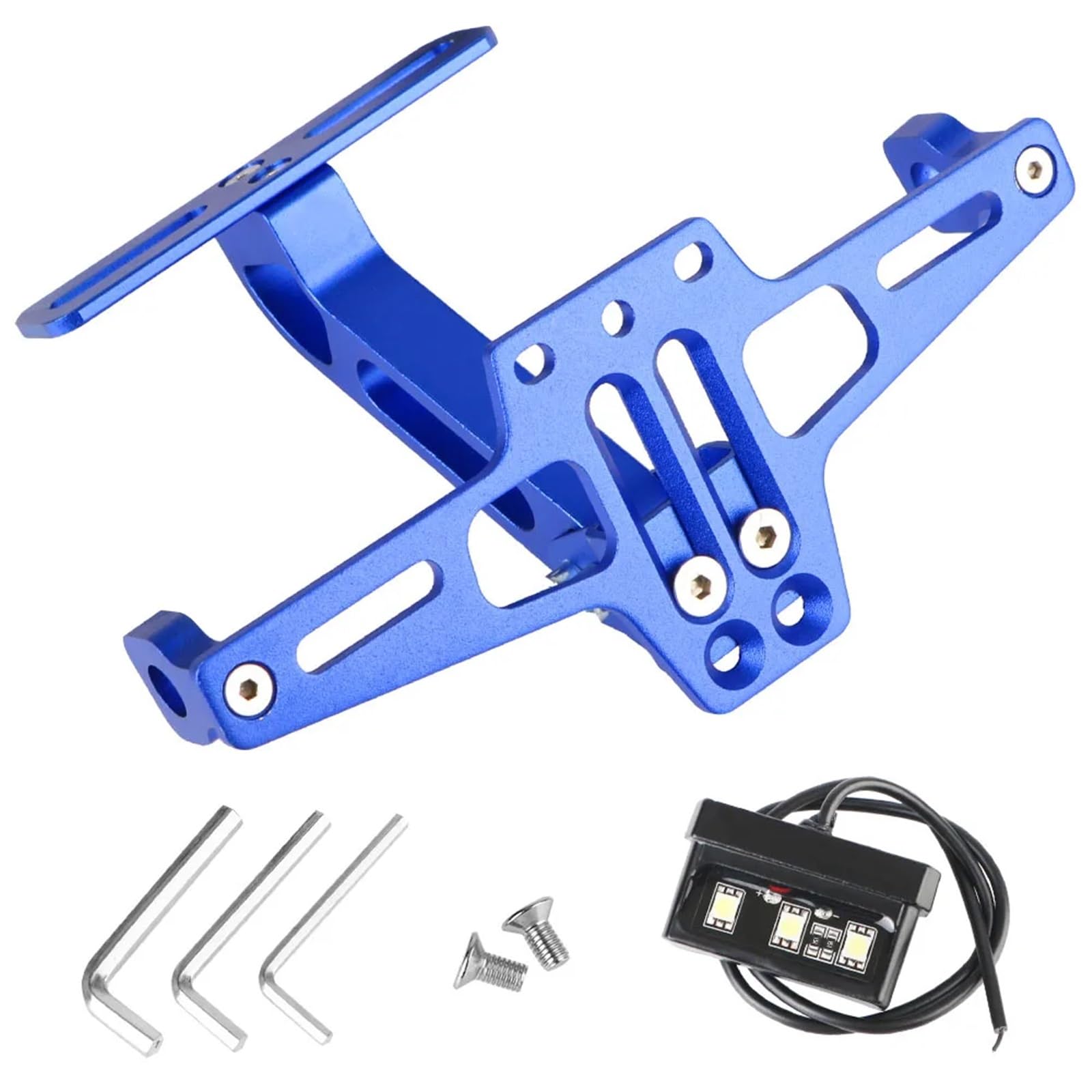 Kennzeichenhalter Aluminium-Fender-Eliminator-Kits. Universelle Kennzeichenhalterung für Motorräder mit LED-Licht und Blinkerhalter hinten. Nummernschild Rahmen(Blue) von CQJJXKYC