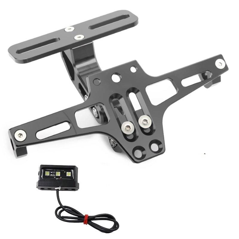 Kennzeichenhalter Fit Für Honda Forza 125 250 300 350 750 Motorrad Einstellbare Hinten Kennzeichen Halter Halterung LED Licht Nummernschild Rahmen(Titanium) von CQJJXKYC
