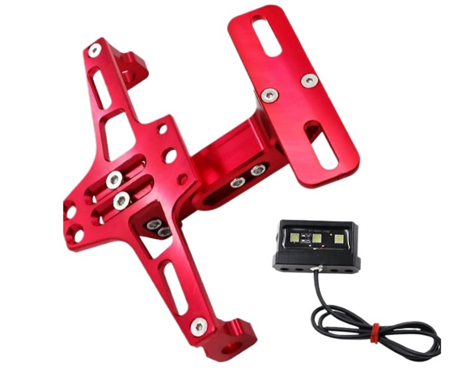 Kennzeichenhalter Fit Für Honda Hornet 900 600 CB600F CB600F 1998-2014 Motorrad Einstellbare Hinten Kennzeichen Halter Halterung LED Licht Nummernschild Rahmen(Red) von CQJJXKYC