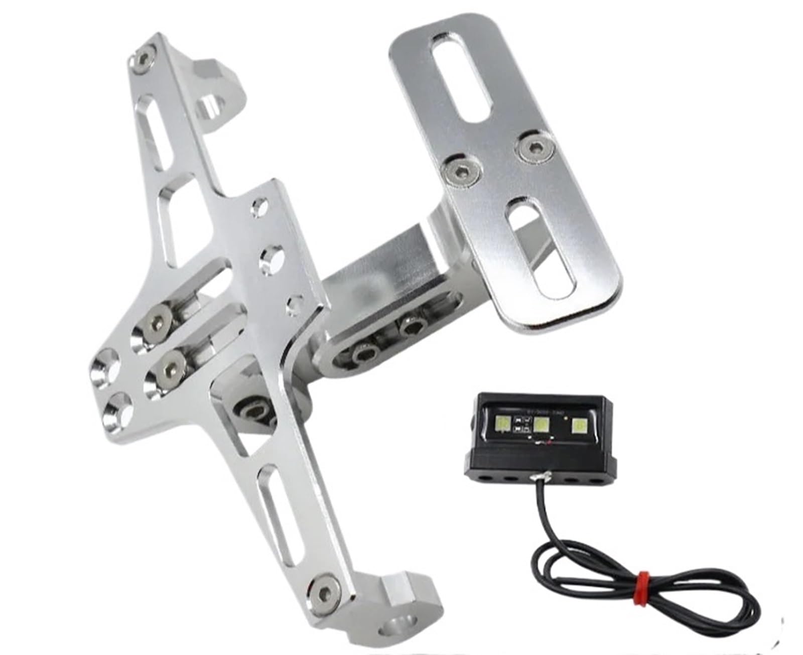 Kennzeichenhalter Fit Für Honda Hornet 900 600 CB600F CB600F 1998-2014 Motorrad Einstellbare Hinten Kennzeichen Halter Halterung LED Licht Nummernschild Rahmen(Silver) von CQJJXKYC