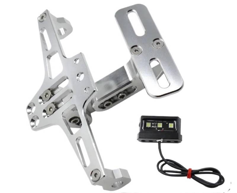 Kennzeichenhalter Fit Für Honda Hornet 900 600 CB600F CB600F 1998-2014 Motorrad Einstellbare Hinten Kennzeichen Halter Halterung LED Licht Nummernschild Rahmen(Silver) von CQJJXKYC