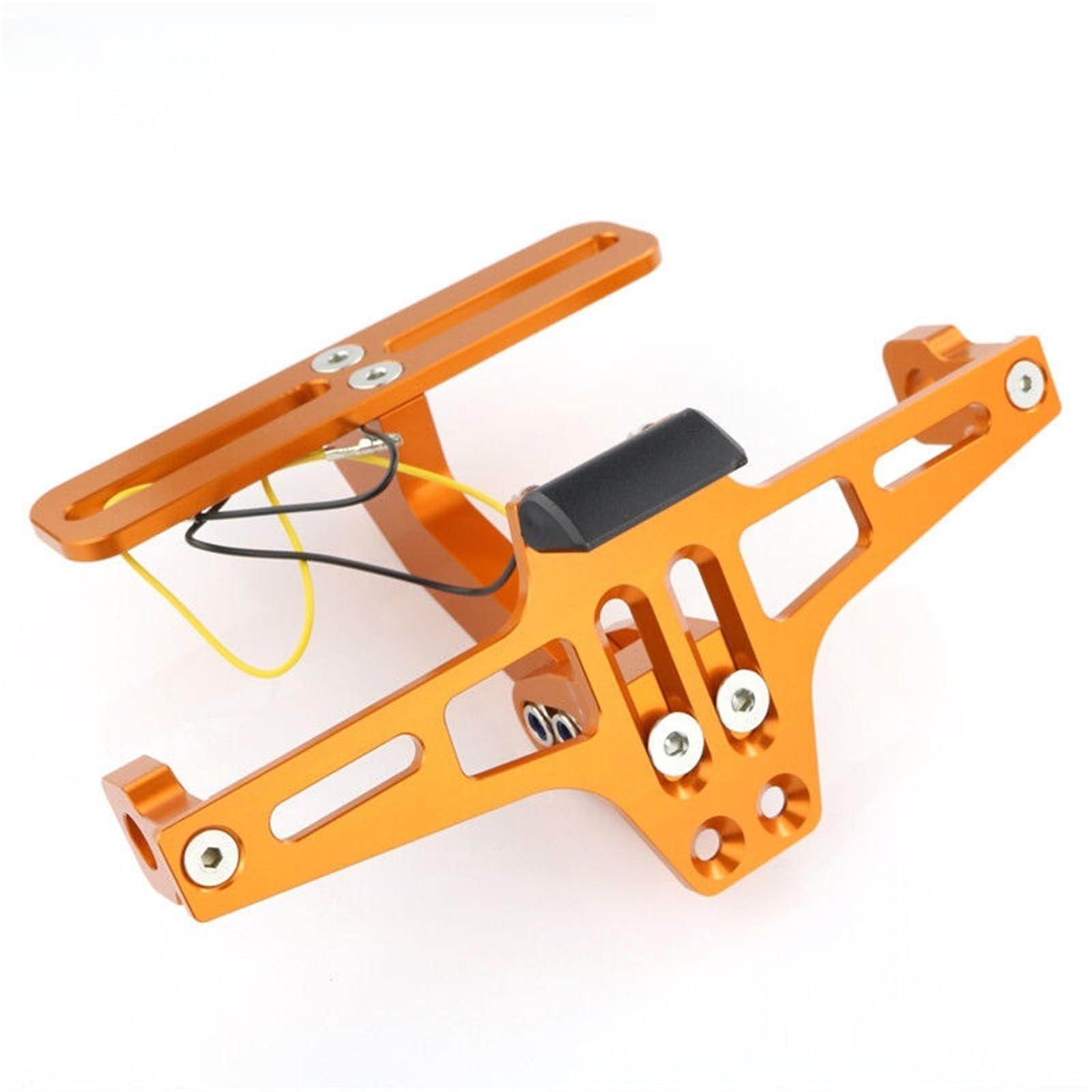 Kennzeichenhalter Fit Für Yamaha XJ6 XJ6F XJ6N Diversion 2009-2014 Motorrad Einstellbare Hinten Kennzeichen Halter Halterung LED Licht Nummernschild Rahmen(Orange) von CQJJXKYC