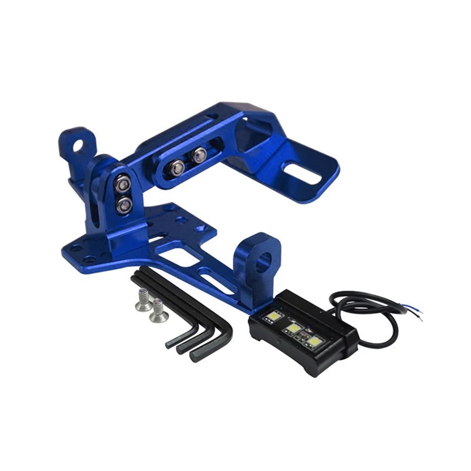 Kennzeichenhalter Motorrad Universal Zubehör Aluminium Legierung Versenkbare Lizenz Halterung Kennzeichen Halter Mit LED Licht Nummernschild Rahmen(Style 2) von CQJJXKYC