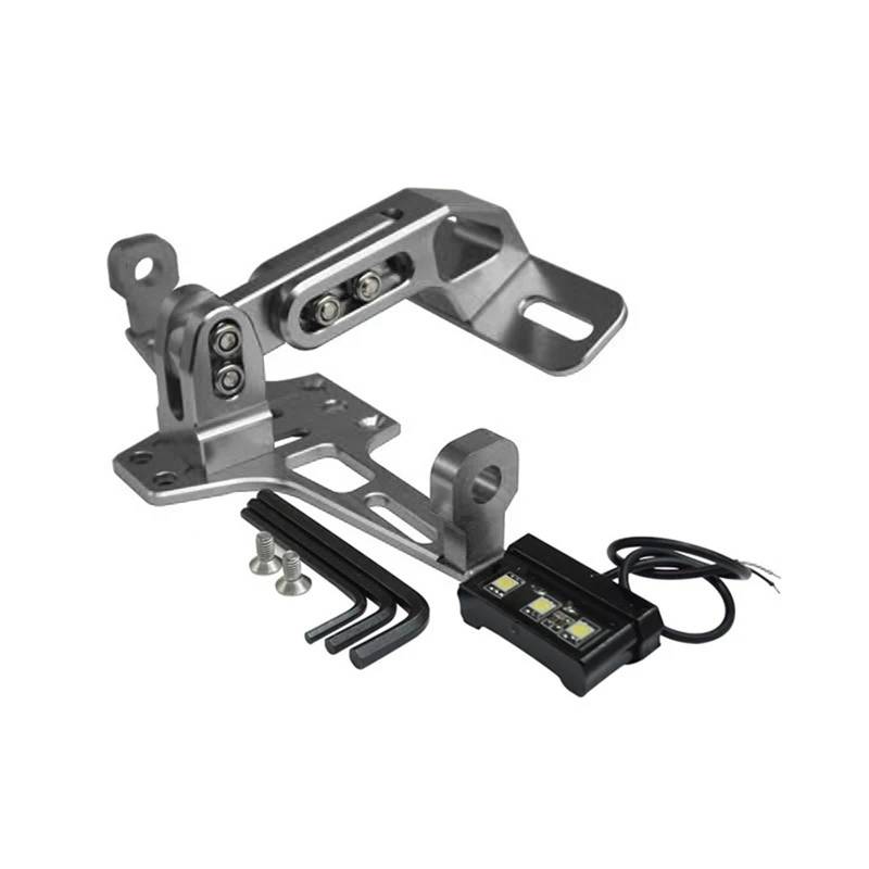Kennzeichenhalter Motorrad Universal Zubehör Aluminium Legierung Versenkbare Lizenz Halterung Kennzeichen Halter Mit LED Licht Nummernschild Rahmen(Style 3) von CQJJXKYC