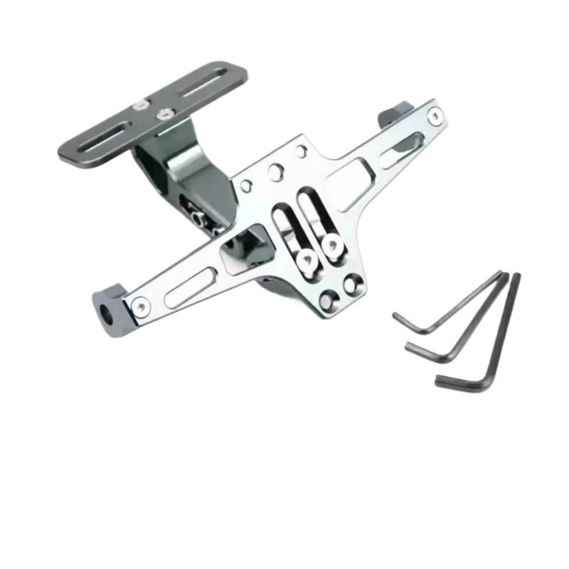 Kennzeichenhalter Universell verstellbare Kennzeichenhalterung für Motorräder. Blinkerhalter hinten. Nummernschild Rahmen(Silver) von CQJJXKYC