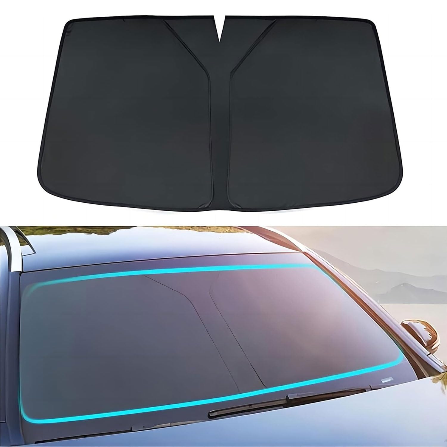 Sonnenschutz Auto Frontscheibe für Alfa Romeo Junior 2024 2025, Auto Sonnenschutz Frontscheibe Sonnenblende Faltbar Innen UV-Schutz Auto Zubehör,Black Sonnenschutz Auto Frontscheibe für Alfa Romeo Junior 2024 2025, Auto Sonnenschutz Frontscheibe Sonnenblende Faltbar Innen UV-Schutz Auto Zubehör,Black von CQNYFDC