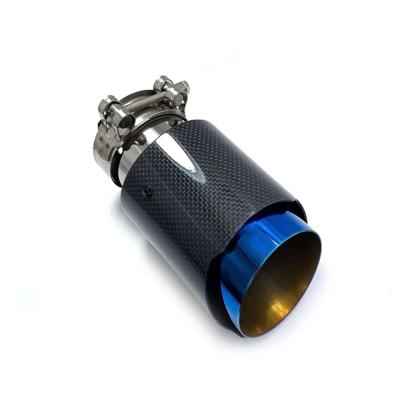 Auspuffblende 1 Stück Auto Auspuff Endrohr Matt Carbon Schwanz Ende Blau Edelstahl Gerade Schalldämpfer Spitze Flansch Für F30 Endrohr(IN 48mm-OUT 76mm) von CQRBNE