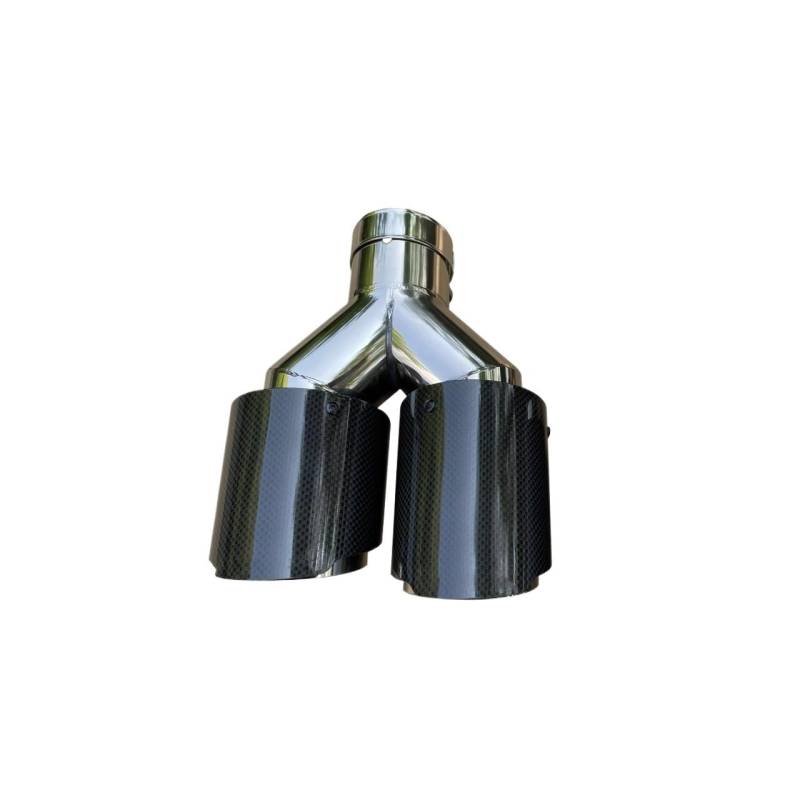 Auspuffblende 1 Stück Automobil Universal Carbon Fib Endschalldämpfer Y-Form Doppel-Outlet Auspuffdüse Spitze Endrohr(63mm IN-101mm OUT A) von CQRBNE