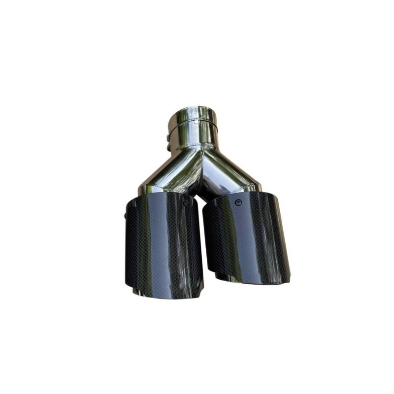Auspuffblende 1 Stück Automobil Universal Carbon Fib Endschalldämpfer Y-Form Doppel-Outlet Auspuffdüse Spitze Endrohr(63mm IN-76mm OUT) von CQRBNE