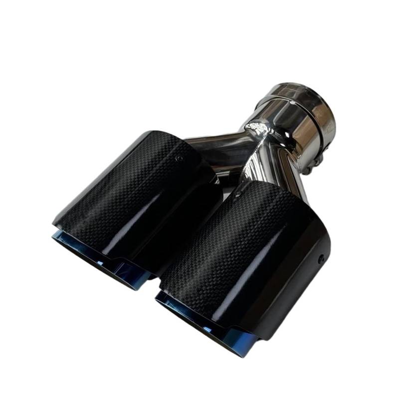 Auspuffblende 1 Stück Dual Auspuff Spitze Glänzend Carbon Faser Doppel Auspuffrohr Endrohr Auspuff Schalldämpfer Spitze Für Universal Endrohr(ID 67MM-OD 76MM) von CQRBNE