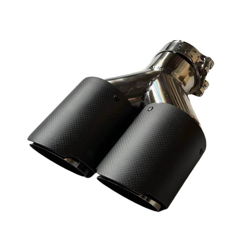 Auspuffblende 1 Stück Dual Auspuff Spitze Matte Carbon Faser Doppel Auspuffrohr Endrohr Auspuff Schalldämpfer Spitze Für Universal Endrohr(ID 51MM-OD 101MM) von CQRBNE