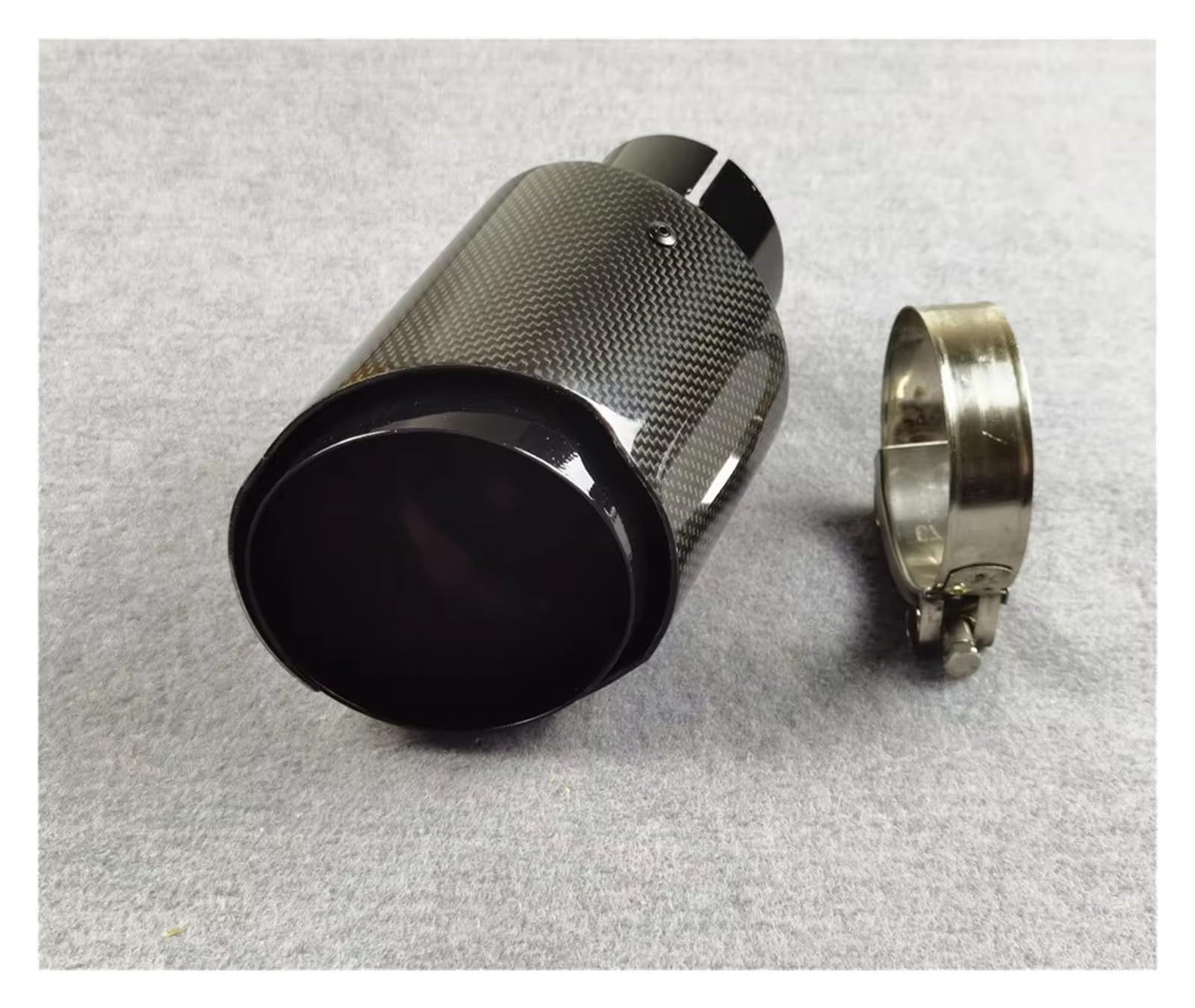 Auspuffblende 1 Stück Glänzend Schwarz Echt Carbon Auspuffspitzen 304 Edelstahl Für Autos Tuning Schalldämpfer Düsen Auspuffrohre Endrohr(IN 63 OUT 101 MM) von CQRBNE