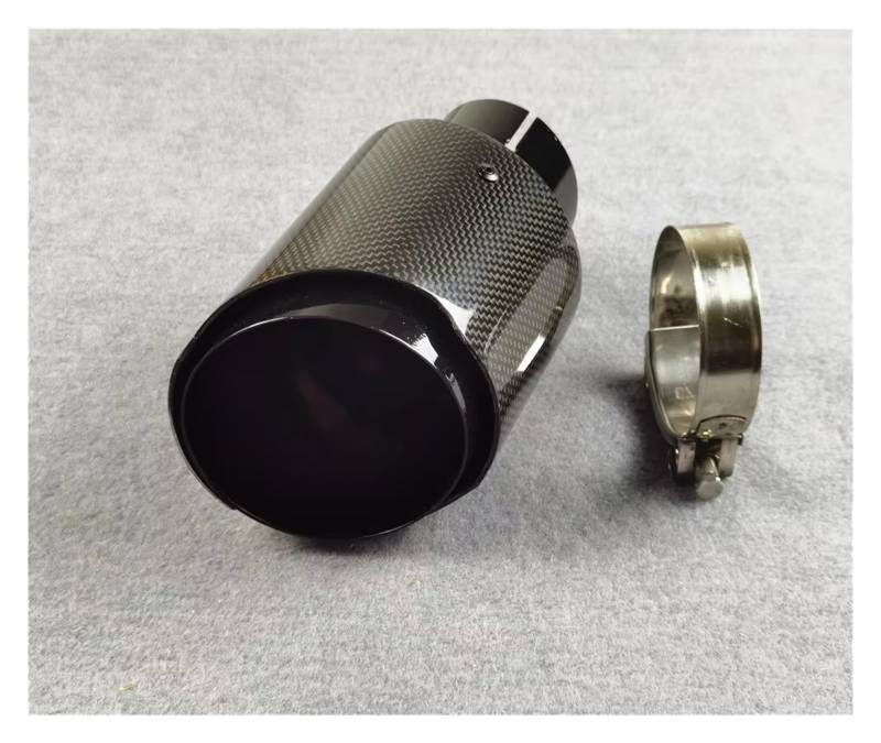Auspuffblende 1 Stück Glänzend Schwarz Echt Carbon Auspuffspitzen 304 Edelstahl Für Autos Tuning Schalldämpfer Düsen Auspuffrohre Endrohr(IN 63 OUT 101 MM) von CQRBNE