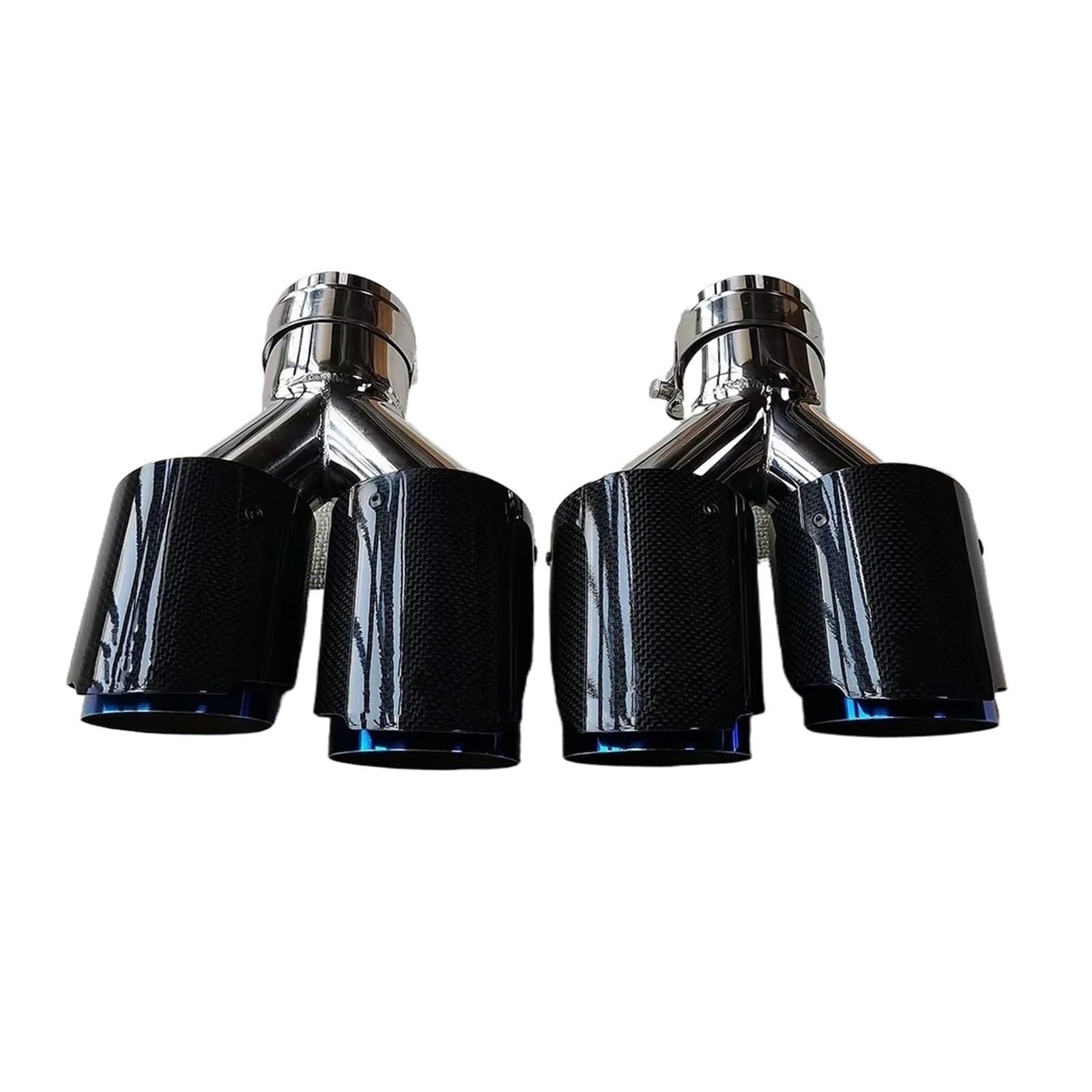 Auspuffblende 2-teiliges Carbon-Faser-Auspuffsystem Schalldämpferrohr Universal Y-Typ Dual Outlet Edelstahl-Endrohre Endrohr(ID 73MM-OD 89MM) von CQRBNE