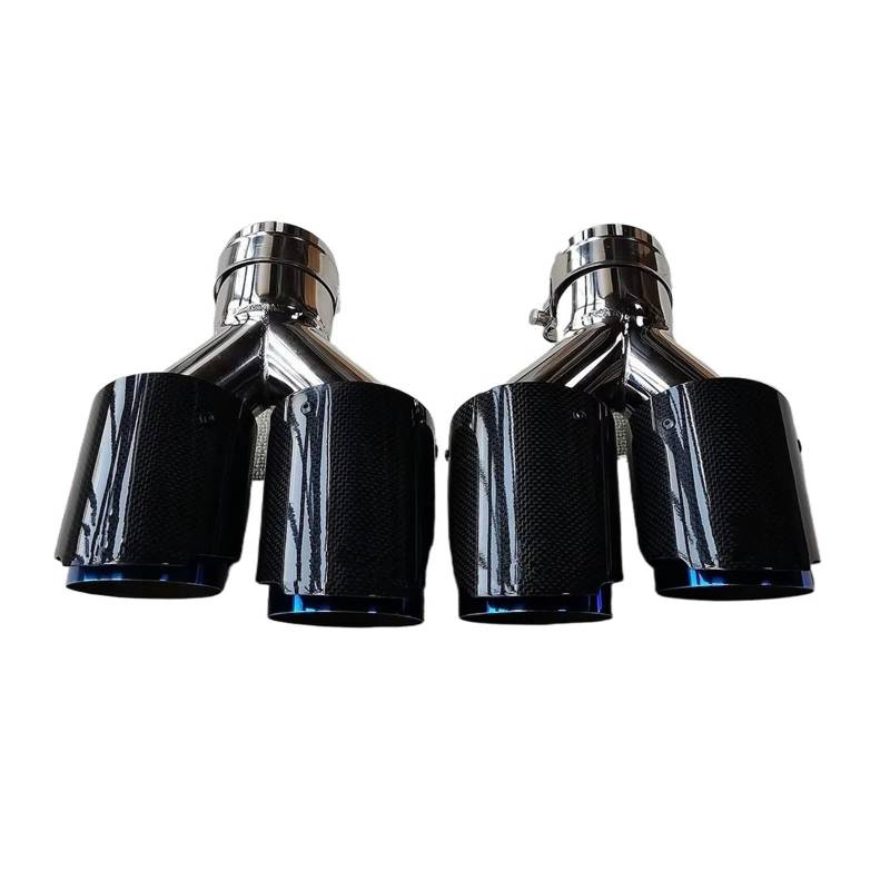 Auspuffblende 2-teiliges Carbon-Faser-Auspuffsystem Schalldämpferrohr Universal Y-Typ Dual Outlet Edelstahl-Endrohre Endrohr(ID 73MM-OD 89MM) von CQRBNE