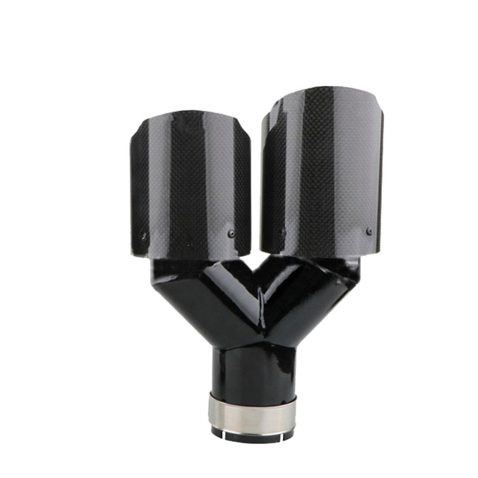 Auspuffblende 63 Mm Schalldämpfer Auspuff Universal Carbon Fiber Auspuffspitzen Y-Form Doppelauspuffspitze Edelstahl Auspuffschalldämpfer Endrohr(1left) von CQRBNE
