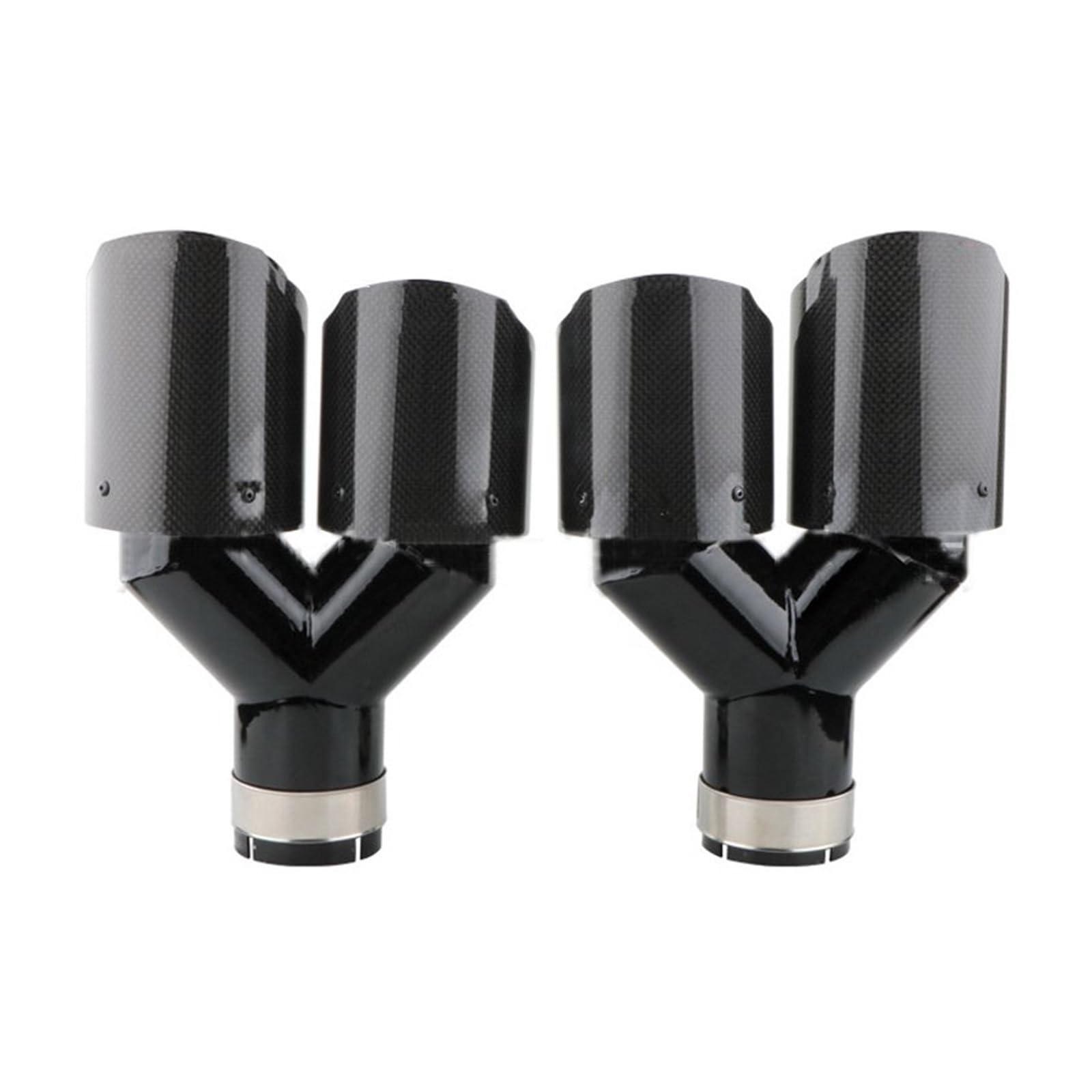 Auspuffblende 63 Mm Schalldämpfer Auspuff Universal Carbon Fiber Auspuffspitzen Y-Form Doppelauspuffspitze Edelstahl Auspuffschalldämpfer Endrohr(1right N 1left) von CQRBNE