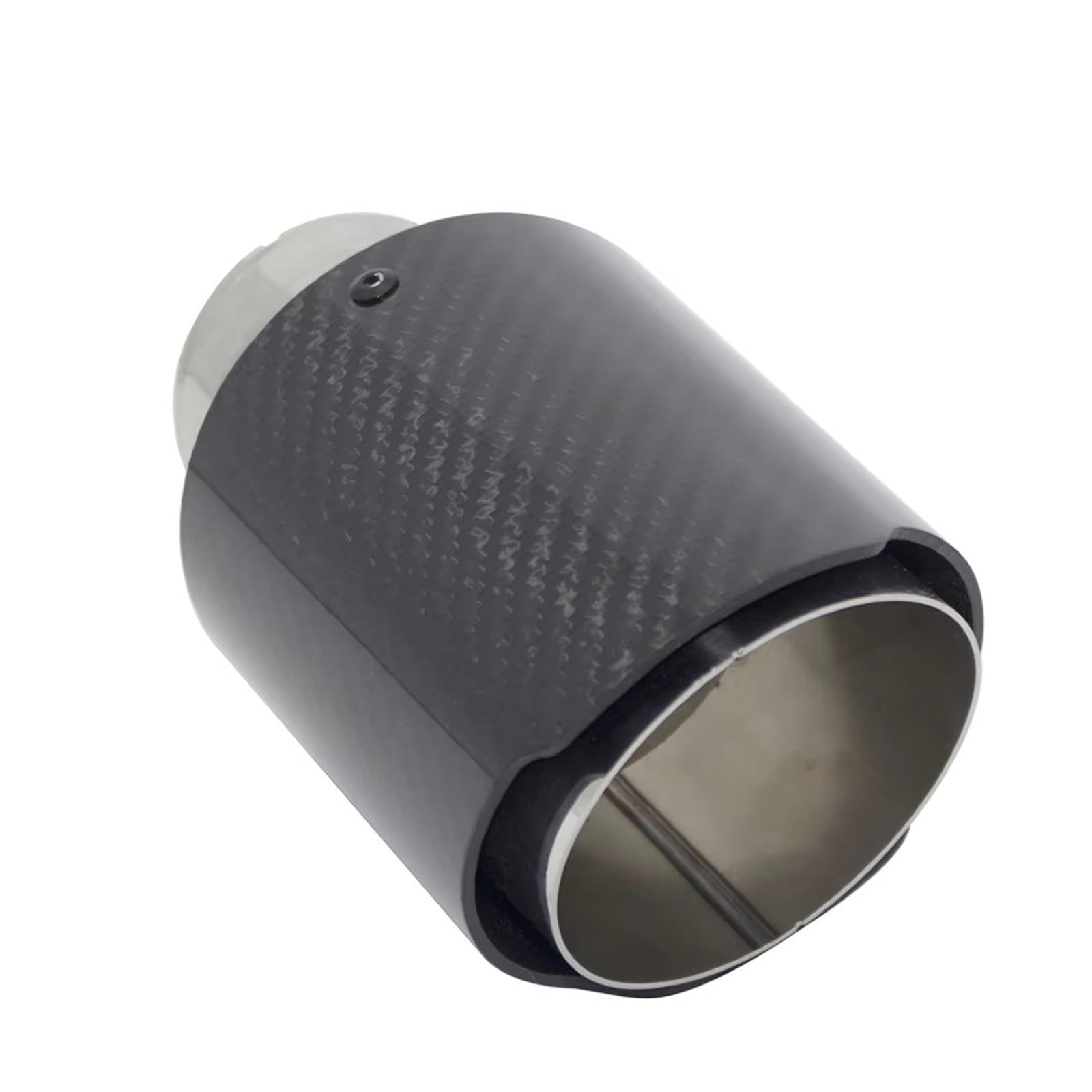 Auspuffblende Auto Glänzend Carbon Fiber Schalldämpfer Spitze Auspuff System Rohr Schalldämpfer Düse Universal Gerade Edelstahl Silber Endrohr(60mm-89mm) von CQRBNE