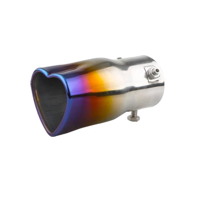 Auspuffblende Auto Herzform Stil Auto 2,5 Zoll Edelstahl Silber Bunte Auspuffspitzen Schalldämpfer Endrohr Endrohr(Burnt Blue straight) von CQRBNE