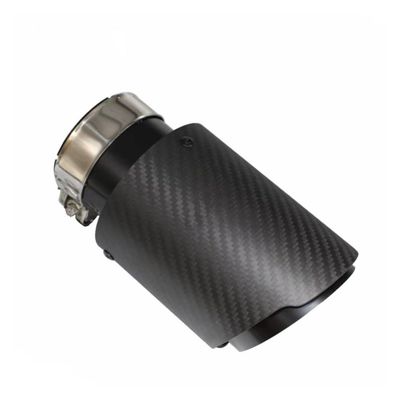 Auspuffblende Auto Matt Carbon Faser Schalldämpfer Spitze Auspuff System Rohr Schalldämpfer Düse Universal Gerade Edelstahl Schwarz Endrohr(60mm-76mm) von CQRBNE