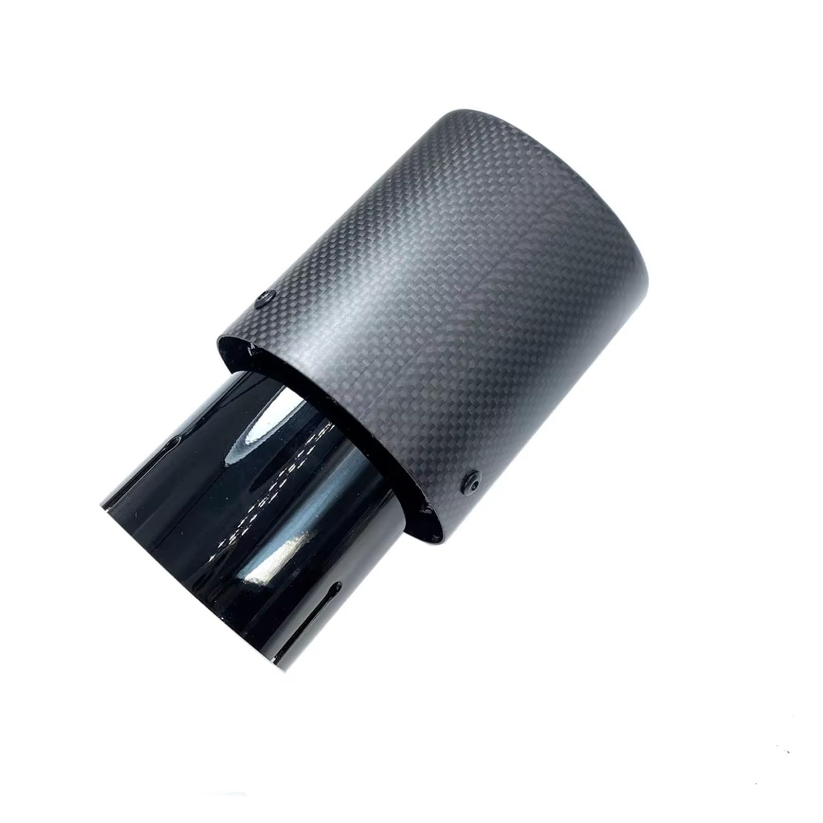 Auspuffblende Auto Universal Crimpen Edelstahl Schwarz + Matt Carbon Faser Schalldämpfer Spitze Auspuff System Rohr Schalldämpfer Düse Endrohr(ID 60mm-OD 101mm) von CQRBNE