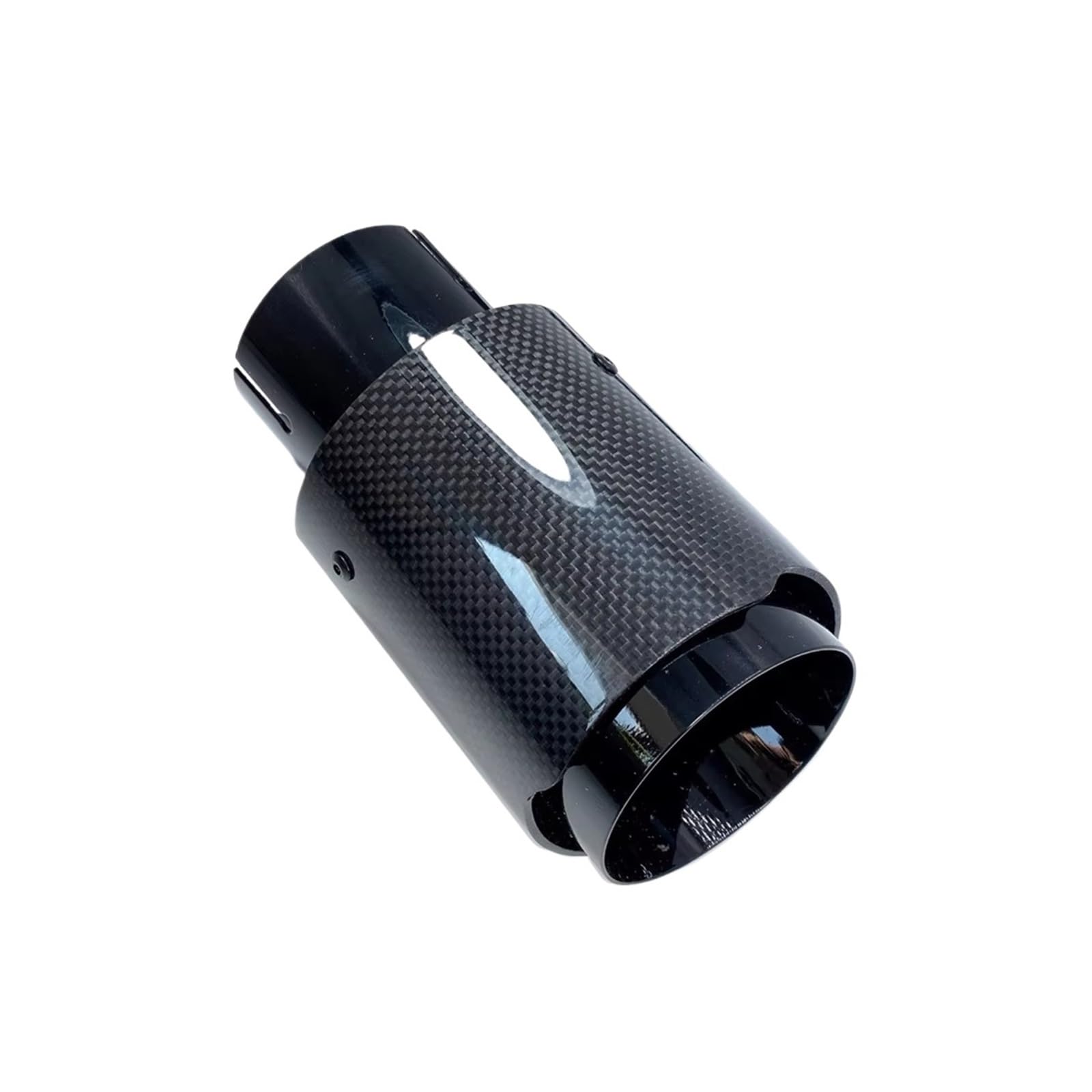 Auspuffblende Auto Universal Modifikation Edelstahl Einzel Auspuffrohr Vollcarbon Glänzend Schwarz Abdeckung Schalldämpfer Spitze Endrohr(ID 57mm-OD 76mm) von CQRBNE