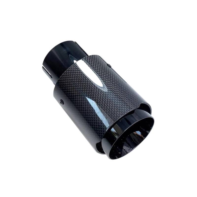 Auspuffblende Auto Universal Modifikation Edelstahl Einzel Auspuffrohr Vollcarbon Glänzend Schwarz Abdeckung Schalldämpfer Spitze Endrohr(ID 57mm-OD 76mm) von CQRBNE