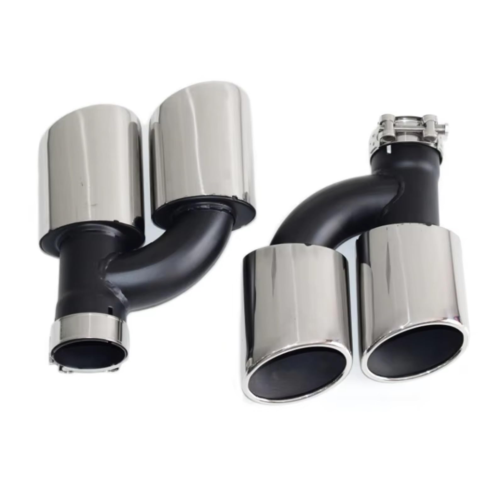 Auspuffblende Für A4 A5 A6 A7 Bis S4 S5 S6 S7 Schwarze Schalldämpferspitze 60mm Düse 2-teiliges Dual Out Auto-Hinteres Auspuffrohr Endrohr(Silber) von CQRBNE