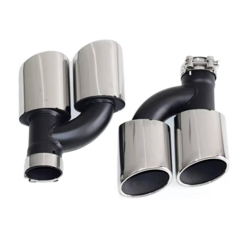 Auspuffblende Für A4 A5 A6 A7 Bis S4 S5 S6 S7 Schwarze Schalldämpferspitze 60mm Düse 2-teiliges Dual Out Auto-Hinteres Auspuffrohr Endrohr(Silber) von CQRBNE