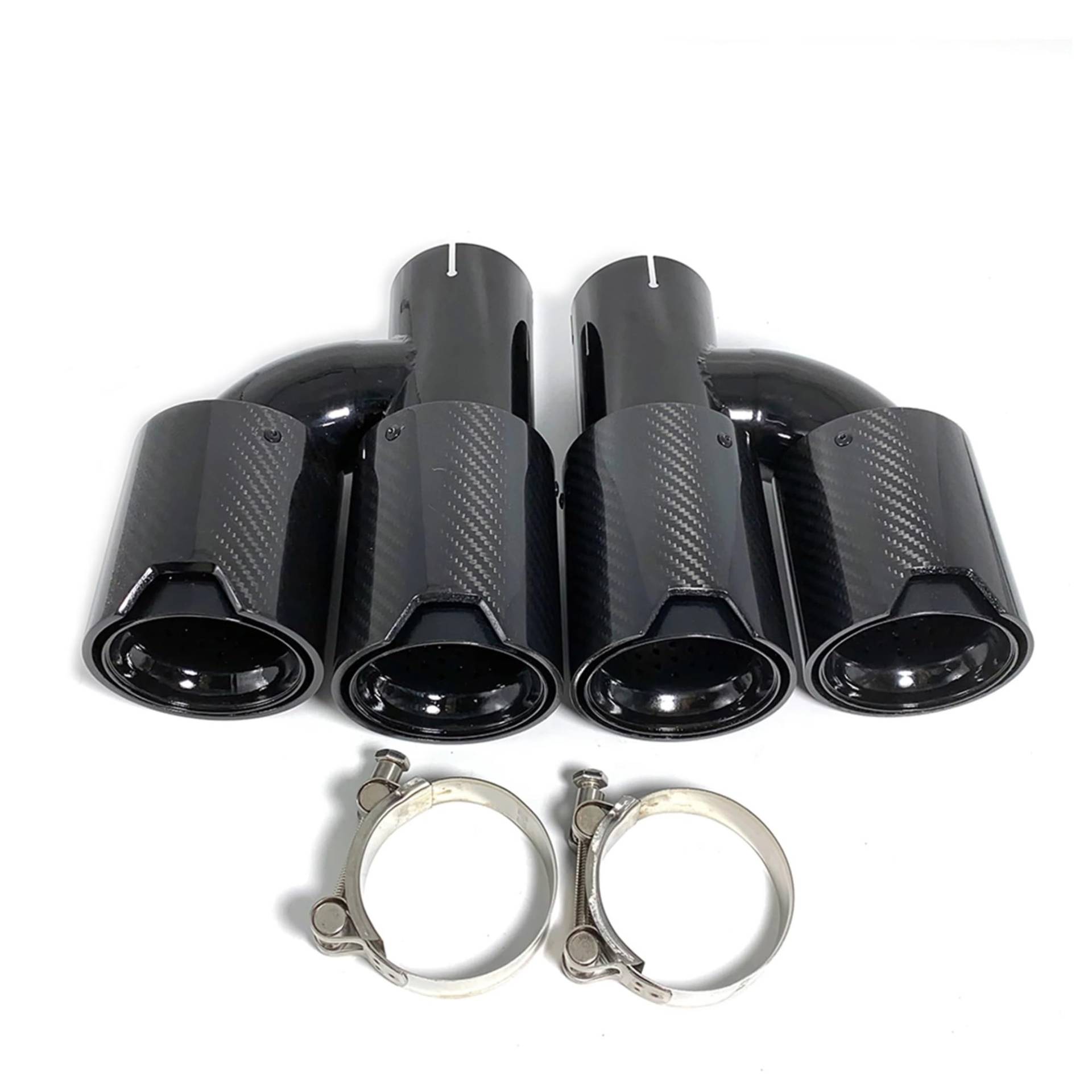 Auspuffblende Für M2 M3 M4 M5 Universal 1 Paar H Doppelt Glänzend Schwarz Auspuffrohr Schalldämpfer Rohr Carbon Faser Auspuffspitze Endrohr(Other Size Contat) von CQRBNE