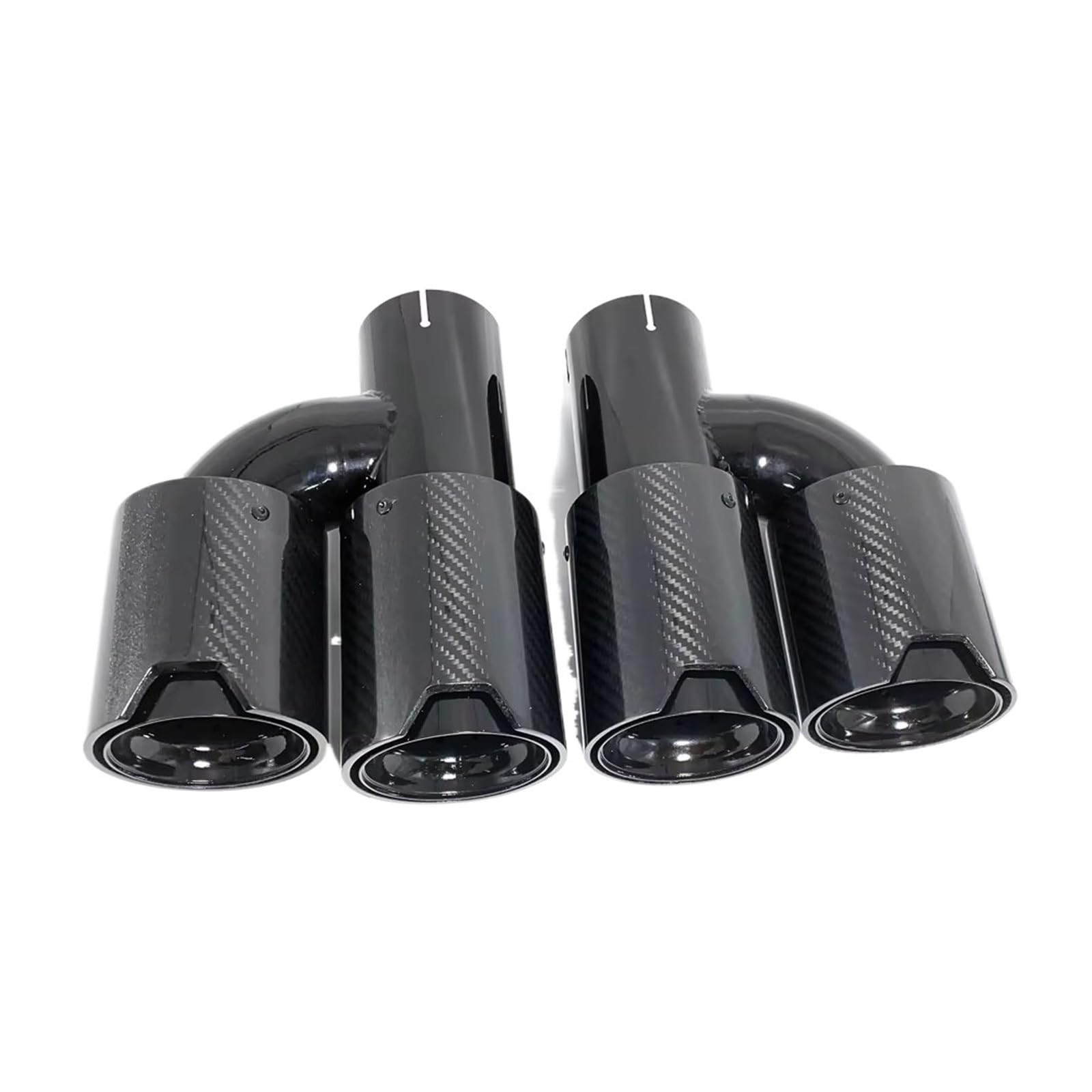 Auspuffblende Für M2 M3 M4 M5 Universal 1 Paar H Doppelt Glänzend Schwarz Dual Auspuff Tipps Rohr Schalldämpfer Carbon Faser Endrohr Endrohr(ID 48MM-OD 93MM) von CQRBNE