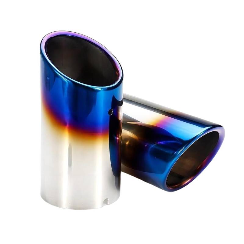 Auspuffblende Für VW Für Passat 1.8T 2.0T 2011-2015 Edelstahl-Auto-Auspuffrohr Schalldämpfer Spitze Endrohr Auspuff Endrohr(2pieces Blue) von CQRBNE