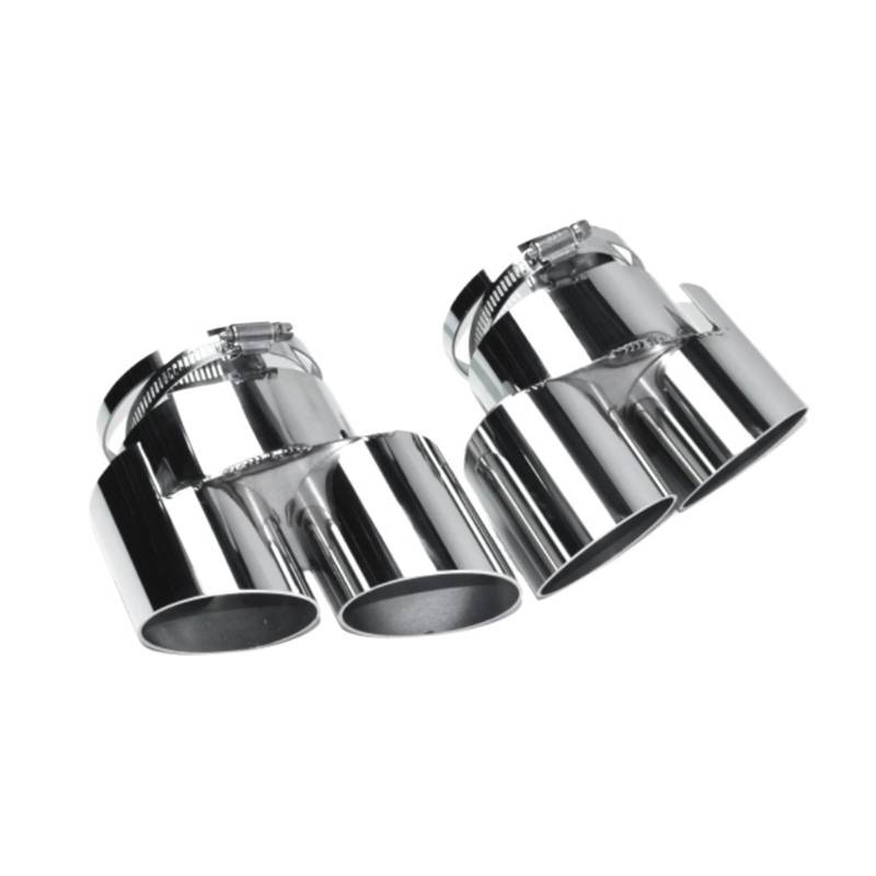 Auspuffblende Für X5 X6 Bilaterales Quad-Endrohr G05 G06 Auspuffrohr Eins Bis Zwei Edelstahl Schwarz Schalldämpferspitze Düse Endrohr(Silber) von CQRBNE