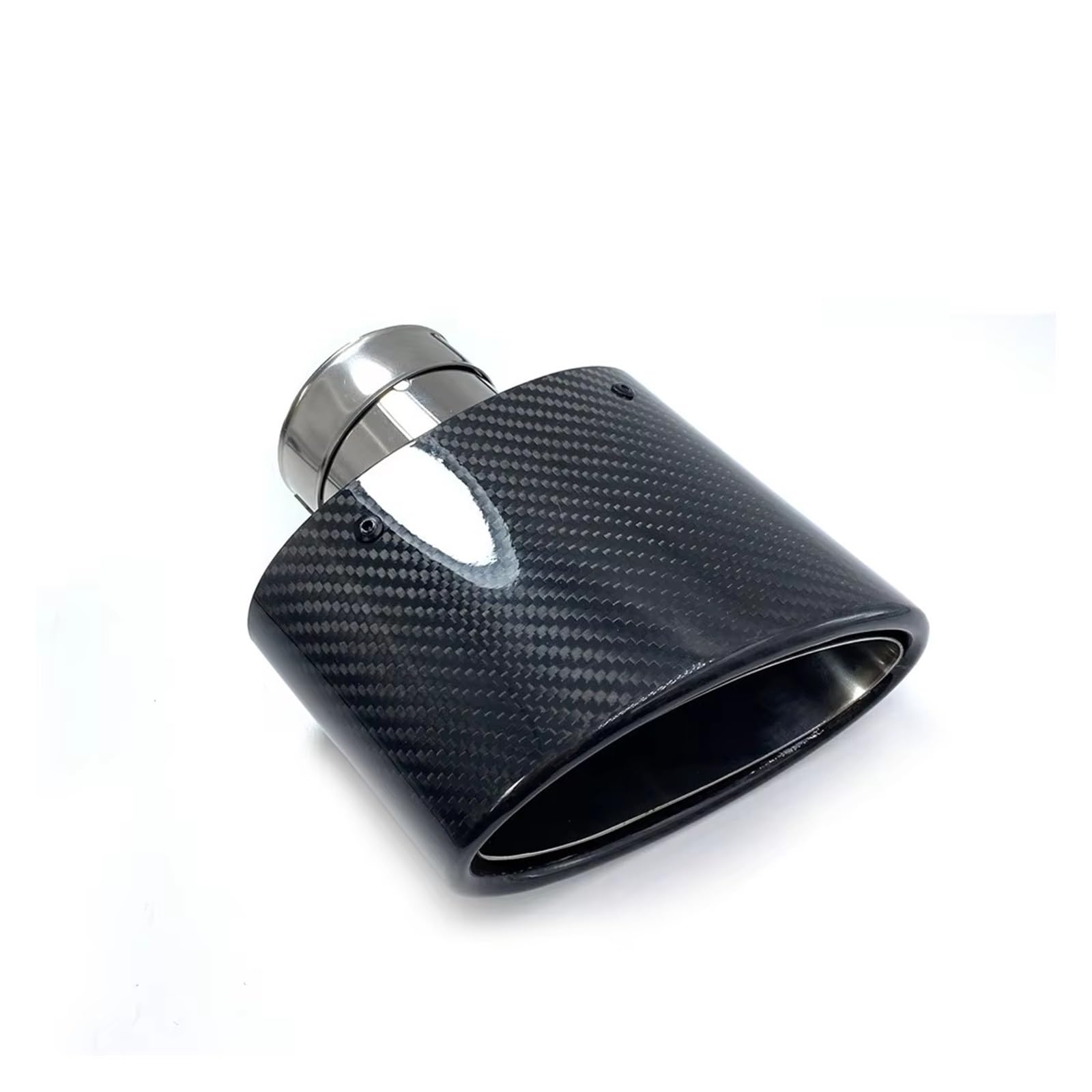 Auspuffblende Glänzend Carbon Fiber Auto Schalldämpfer Spitze Auspuffrohr Düse Dekoration Universal Silber Oval 150mm Kippen Links Righ Endrohr(ID 54mm-OD 150mm) von CQRBNE