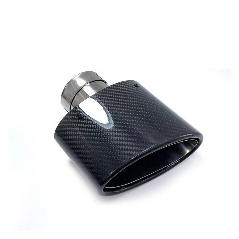Auspuffblende Glänzend Carbon Fiber Auto Schalldämpfer Spitze Auspuffrohr Düse Dekoration Universal Silber Oval 150mm Kippen Links Righ Endrohr(ID 54mm-OD 150mm) von CQRBNE