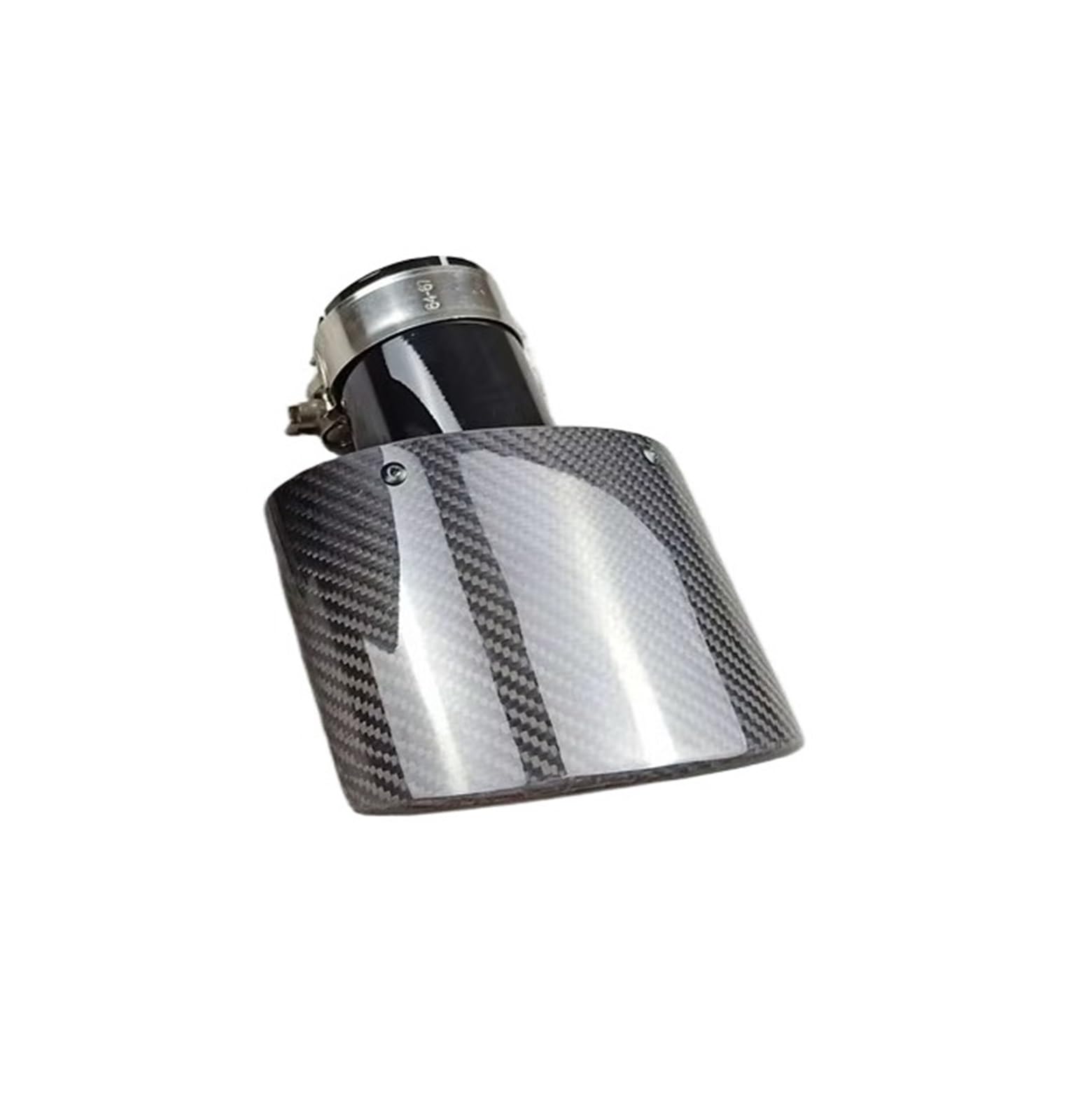 Auspuffblende Ovale, Abgeschrägte Carbon-Schwarz-Auspuffspitzen, Glänzende Schalldämpfer-Auspuffspitze Für Universelle Carbon-Schalldämpferrohre Endrohr(Inlet 57 Size C) von CQRBNE