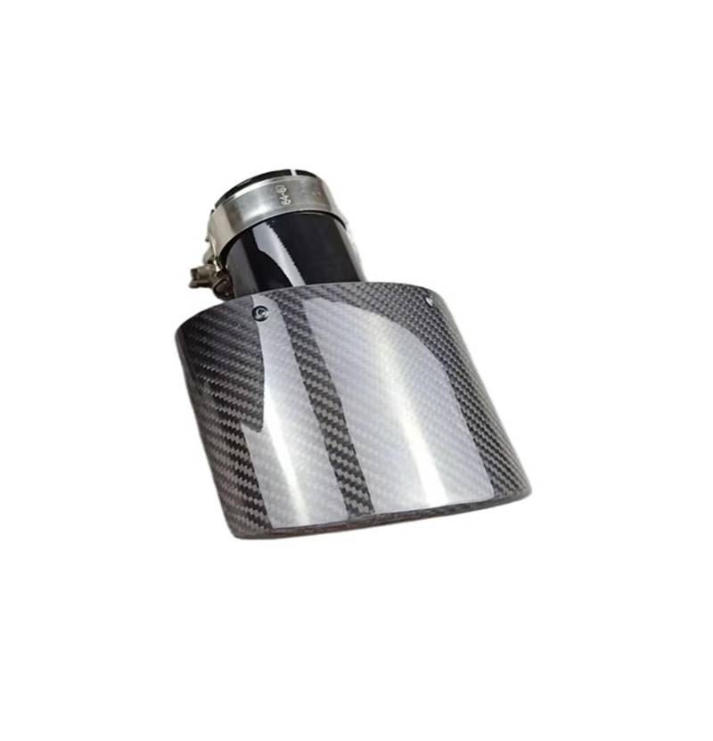 Auspuffblende Ovale, Abgeschrägte Carbon-Schwarz-Auspuffspitzen, Glänzende Schalldämpfer-Auspuffspitze Für Universelle Carbon-Schalldämpferrohre Endrohr(Inlet 70 Size B) von CQRBNE
