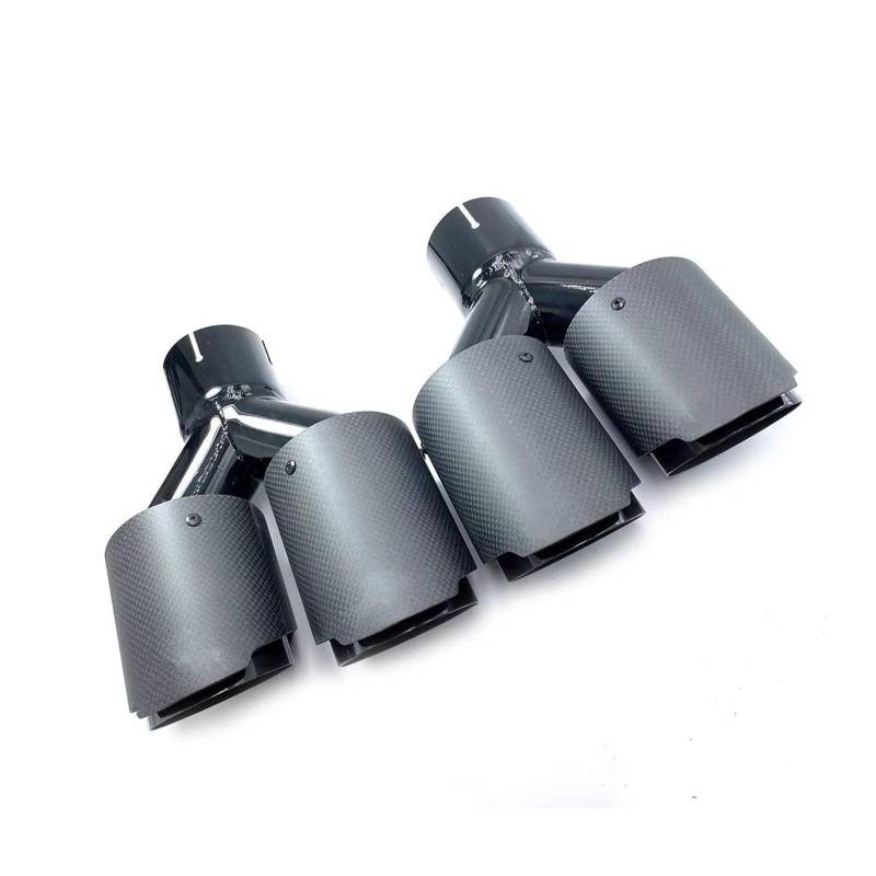 Auspuffblende Schalldämpfer Spitze Y Form Doppel Ausgang Auspuffrohr Schalldämpfer Düse Dekoration Universal Edelstahl Schwarz Endrohr(IN 67MM-OUT 101MM) von CQRBNE