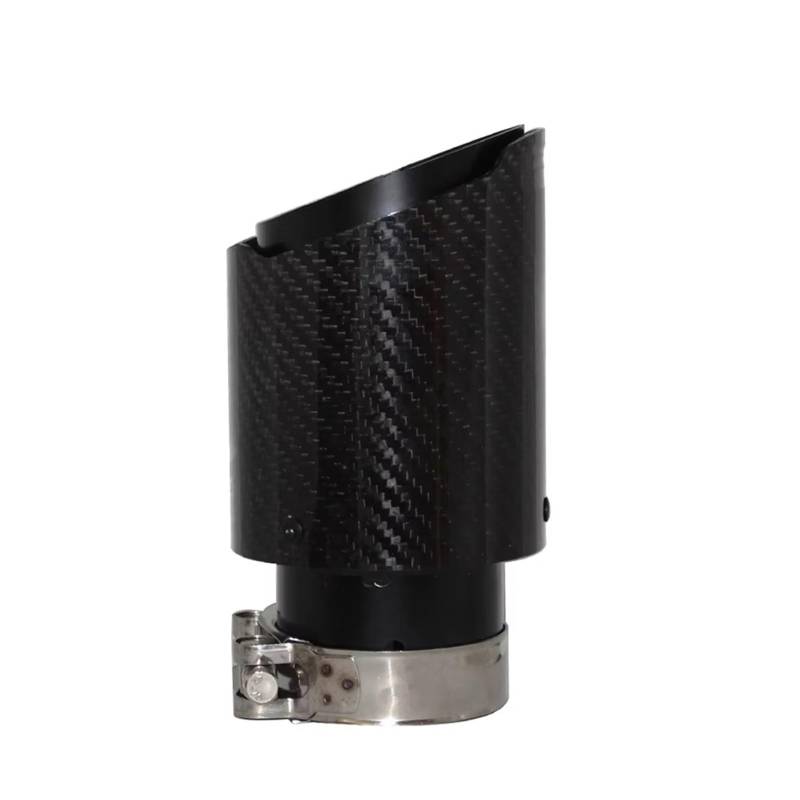 Auspuffblende Universal Auto Glossy Carbon Fiber Schalldämpfer Spitze Auspuff System Rohr Schalldämpfer Düse Gerade Edelstahl Schwarz Endrohr(57mm-76mm) von CQRBNE