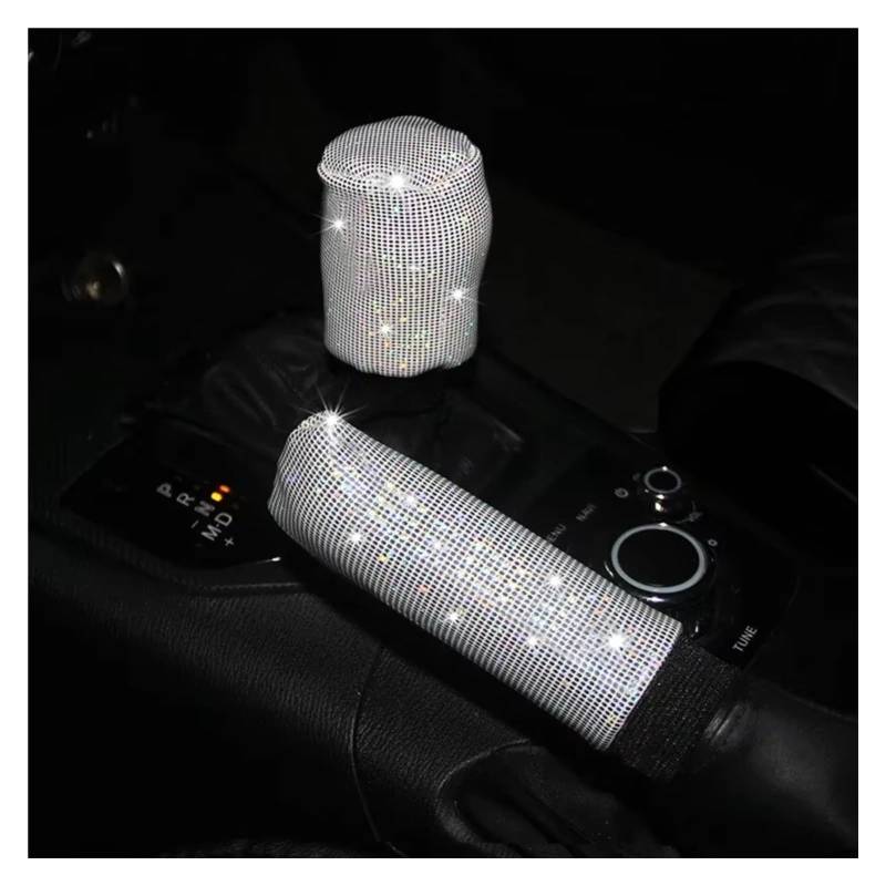 Lenkradhüllen 37/38cm Farbfolienprägung Glitzer Auto Lenkradbezug Elastischer Griff Handschuh Zubehör Autoteile Lenkradbezüge(White 2PCS) von CQRBNE