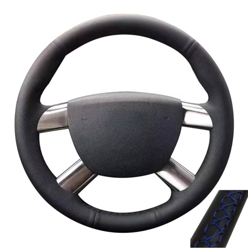 Lenkradhüllen Für Ford Für Focus 2 2005-2011 Für Kuga 2008-2011 Für C-MAX 2007-2010 Handgenähte Leder-Lenkradabdeckung Lenkradbezüge(Blue Thread) von CQRBNE