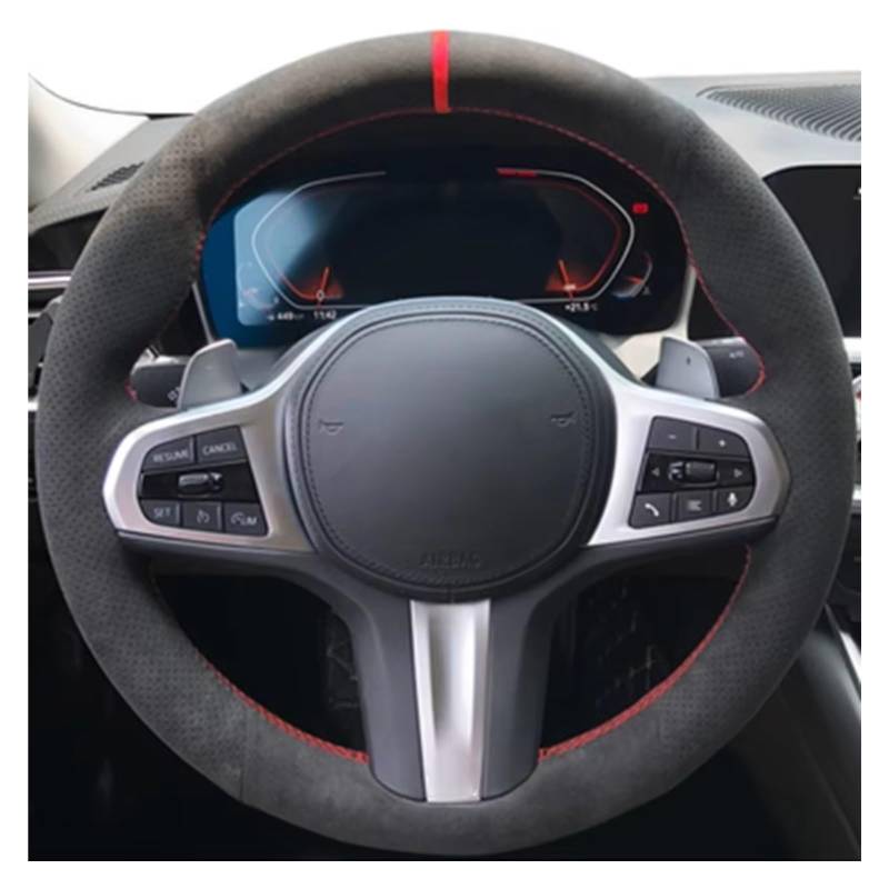 Lenkradhüllen Für Sport G30 G31 G32 G20 G21 G11 G12 G14 G15 G16 X3 G01 X4 G02 X5 G05 X7 G07 Anti-Rutsch-Wildleder-Autolenkradabdeckung Lenkradbezüge(E) von CQRBNE