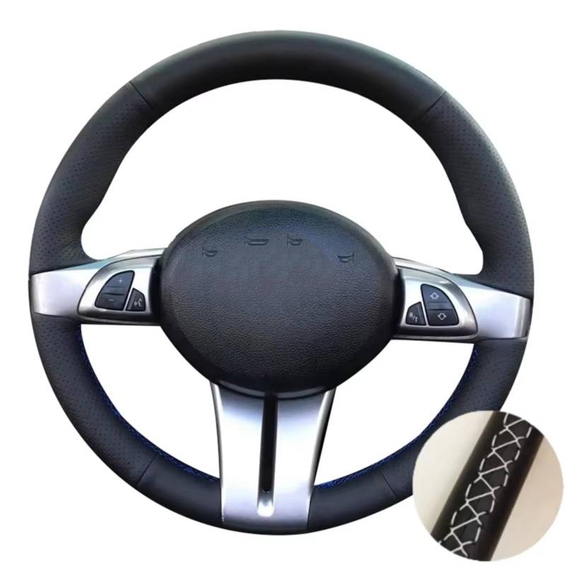 Lenkradhüllen Für Z4 E85 E86 2003 2004 2005 2006 2007 2008 Perforierte Mikrofaser Leder Flechten Auto Lenkrad Abdeckung Lenkradbezüge(White Thread) von CQRBNE