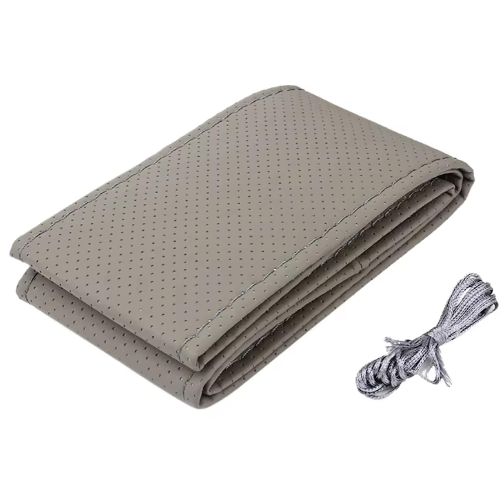 Lenkradhüllen Mit Nadeln Faden Auto Lenkrad Abdeckung DIY Leder Dekoration Innen Caravan Anhänger LKW Off Road 4x4 Auto Zubehör Lenkradbezüge(Gray) von CQRBNE