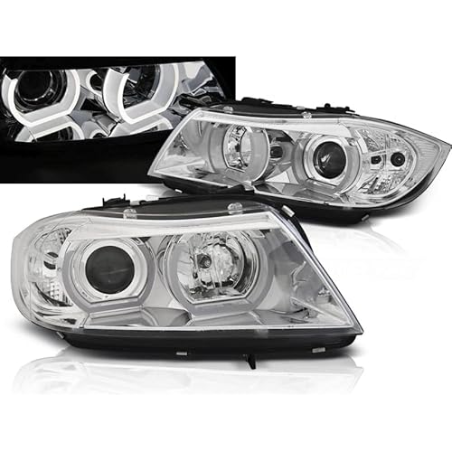 3D LED Angel Eyes Scheinwerfer Set chrom für BMW E90/E91 03.2005-08.2008 von CR-Lights